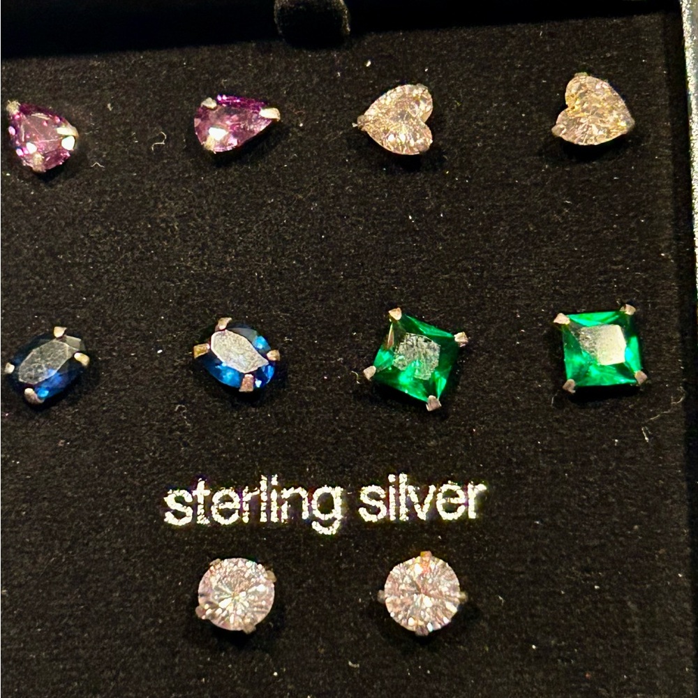🦋BOGO50%🦋 NWT 5pc Elegant Sterling Silver Gemstone Earring Set